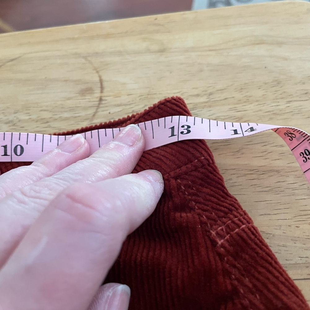 Love Tree rust corduroy mini skirt cotton spandex size SMALL belt loops 5 pocket - Picture 12 of 13
